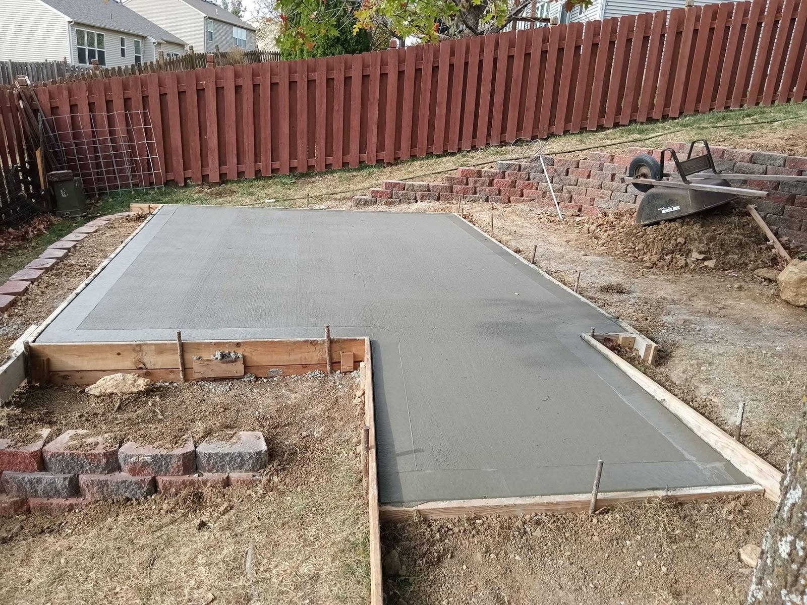 Completed backyard concrete patio by J C Concrete Flatwork